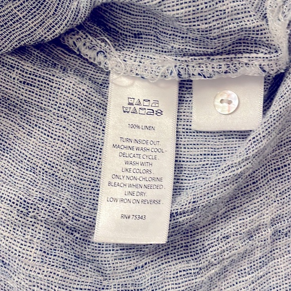 Tahari 100% linen oversized slouchy button down shirt size M - Picture 5 of 9